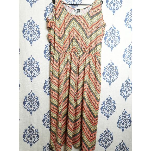 Vibe Sportswear Dress 2XL Cold Shoulder Midi Maxi Colorful Cinch Waist - Picture 1 of 6